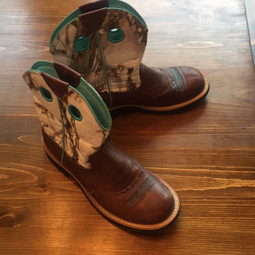 Ariat Fatbaby Leather Neon Camo Boot 9 B